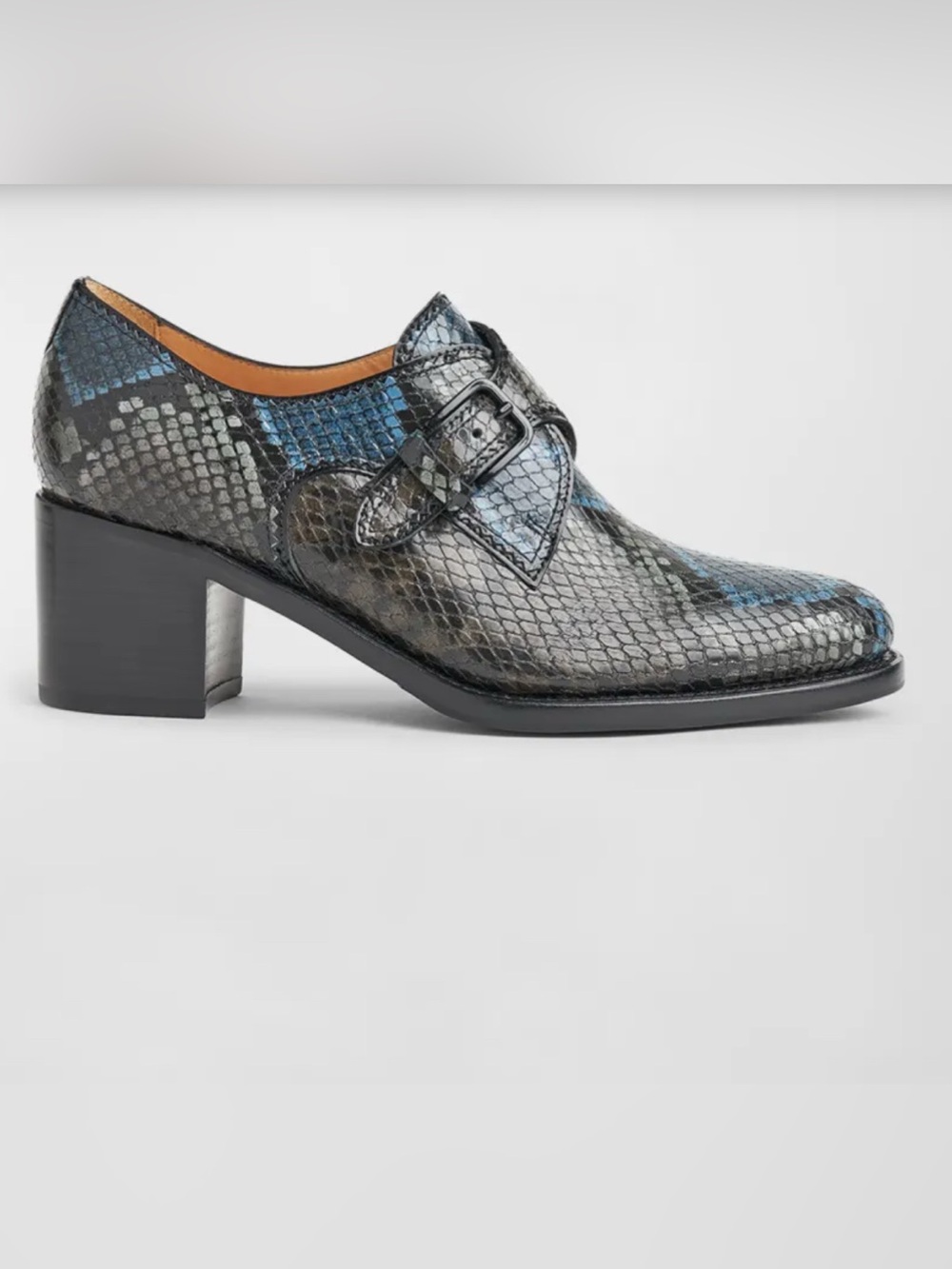 The Office of Angela Scott MISS BROOKE SNAKESKIN MONK STRAP SHOE  size 42